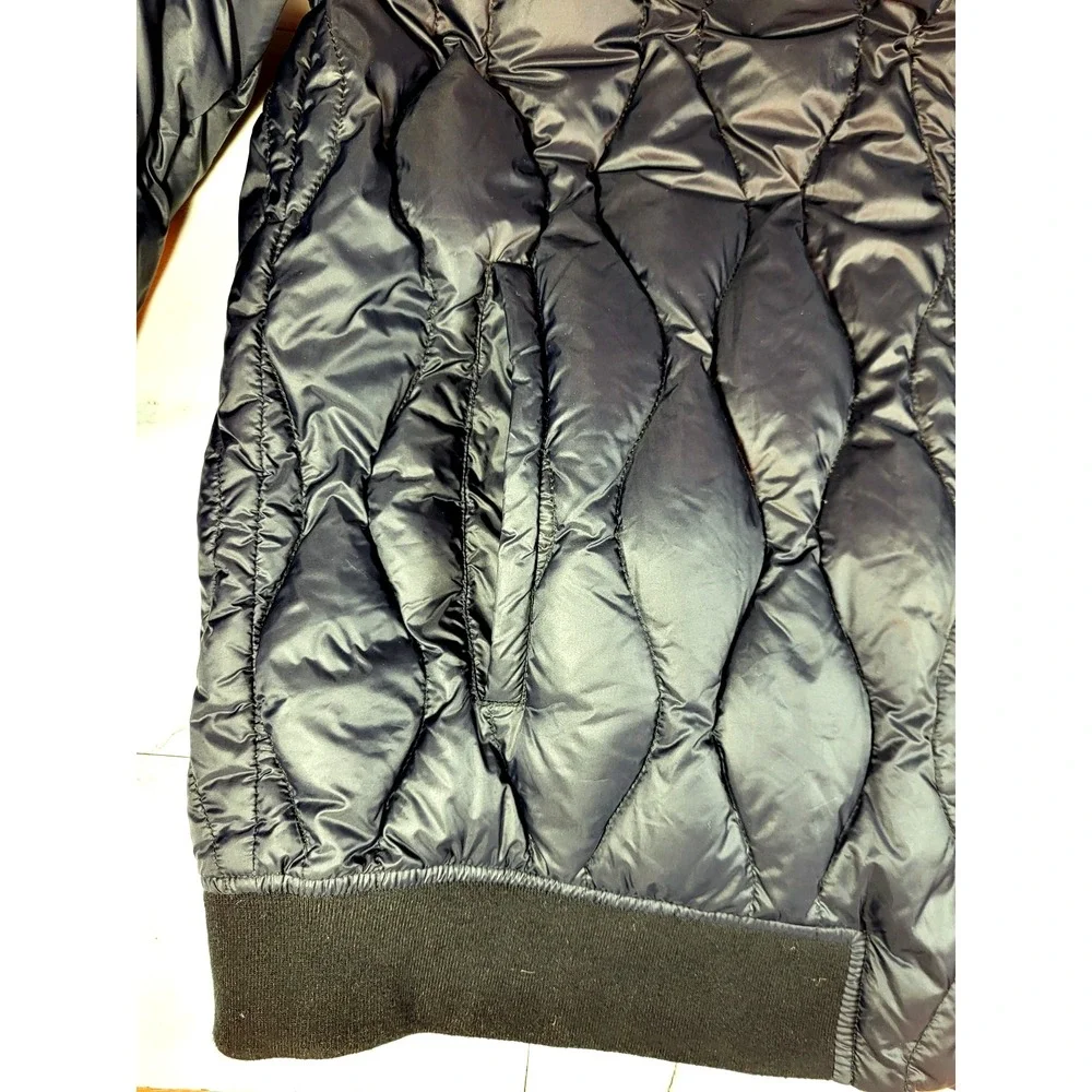 The Rail Mens Down Quilted Puffer Bomber Jacket Black Full Zip XL Urban Techwear